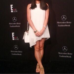 Zara chiffon full pleated white dress